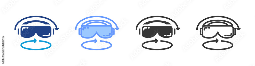 Aufkleber virtual reality icon set multiple style collection