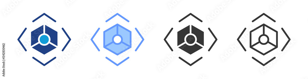 Poster Augmented Reality icon set multiple style collection