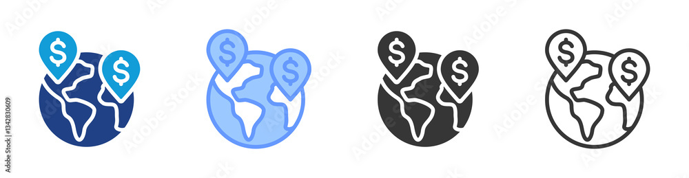 Poster offshoring icon set multiple style collection