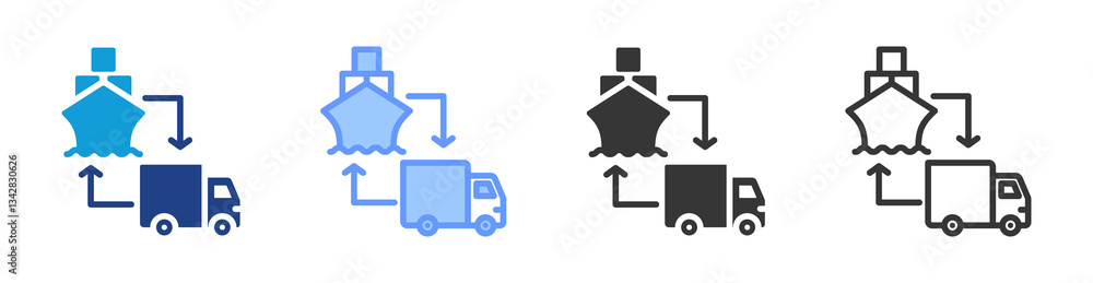 Poster Logistic icon set multiple style collection