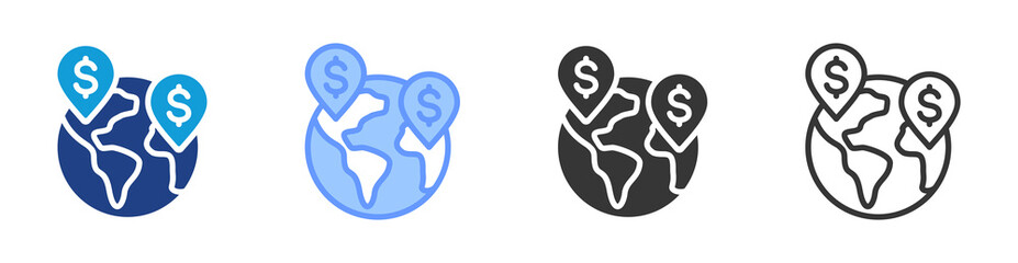 Offshoring icon set multiple style collection