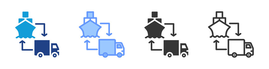 Obraz premium Logistic icon set multiple style collection