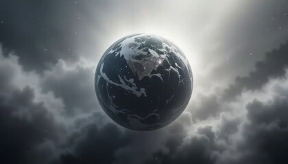 Fototapeta premium Dramatic Earth visualization with swirling clouds and celestial illumination