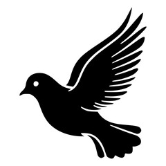 flying dove bird animal silhouette flat color vector illustration template design