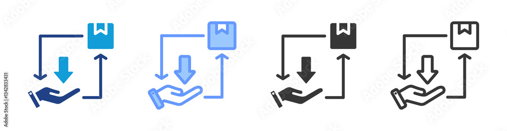 Poster supply demand icon set multiple style collection