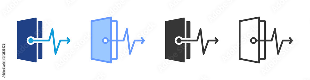 Poster Exit Strategy icon set multiple style collection