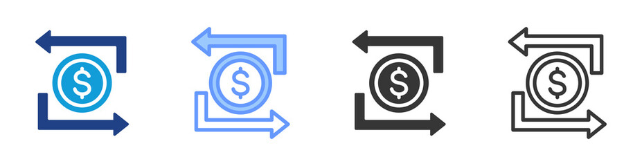 Cashflow icon set multiple style collection