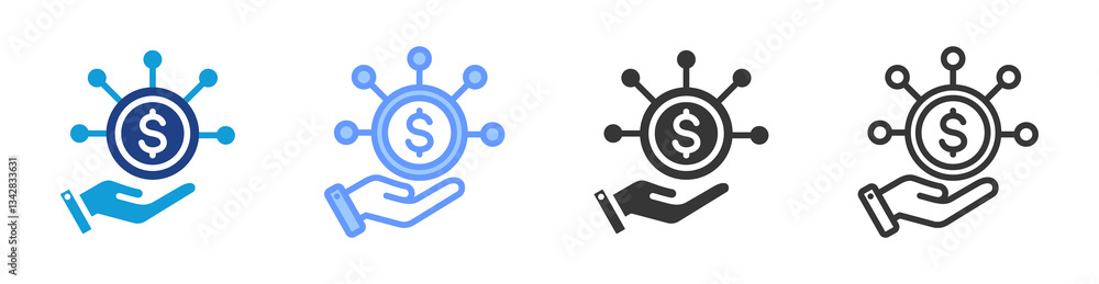 Poster Revenue Stream icon set multiple style collection