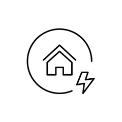 House and lightning bolt. Sustainable energy, smart home. Pixel perfect vector icon