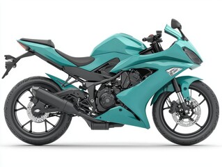 Obraz premium Sleek turquoise motorcycle design with modern aesthetics and sporty details for city riders and enthusiasts