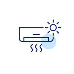 AC unit, sun and cool air. Efficient heating, ventilation, and air conditioning solutions. Pixel perfect, editable stroke icon