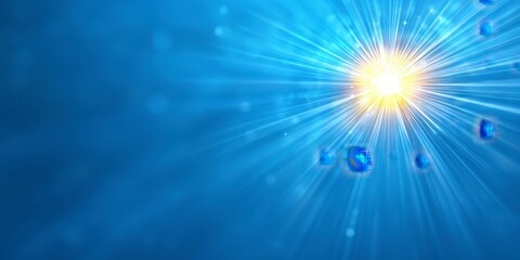 Fototapeta premium Bright blue background exuding a calm and tranquil atmosphere with a subtle lens flare effect