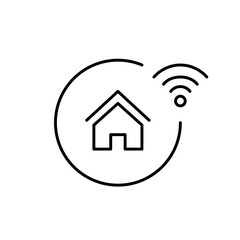 House and wi-fi symbol. Smart home, online connectivity. Pixel perfect vector icon