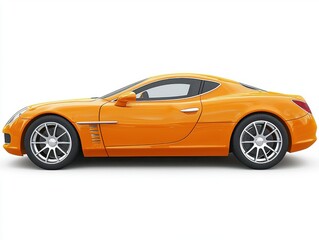 Obraz premium Sleek Orange Sports Car with Stylish Design and Modern Aesthetics in Side View on a Clean Background
