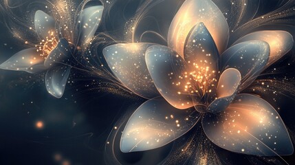 Glowing Floral Abstract with Golden Dust