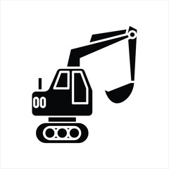 Flat Icon Excavator Construction Vehicle Land Transportation