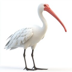Obraz premium Elegant White Bird with Long Bill and Graceful Posture in a Studio Setting