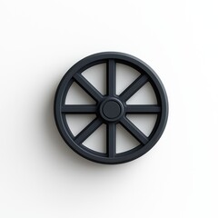 Obraz premium Black Circular Wheel Design with Eight Spokes on a Light Background for Industrial and Mechanical Applications