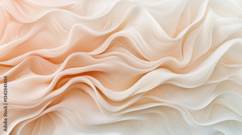 Poster soft waves of cream fabric texture for elegant background use