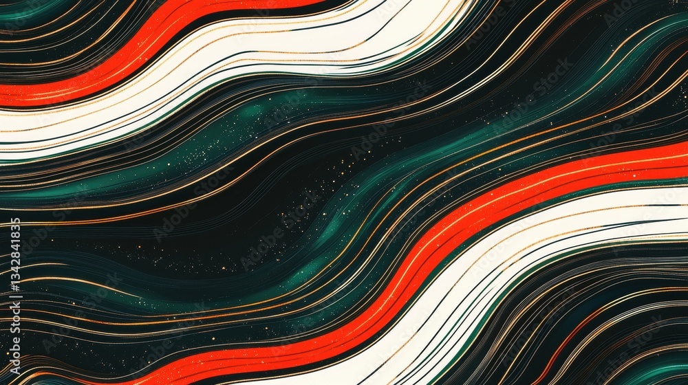 Aufkleber abstract design with flowing lines in bold colors on dark background