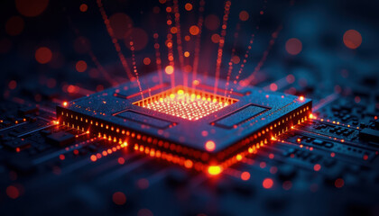 A close up of a computer processor chip, representing quantum computing breakthrough technology.