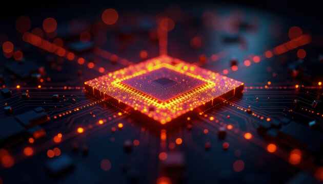 A close up of a computer processor chip, representing quantum computing breakthrough technology.