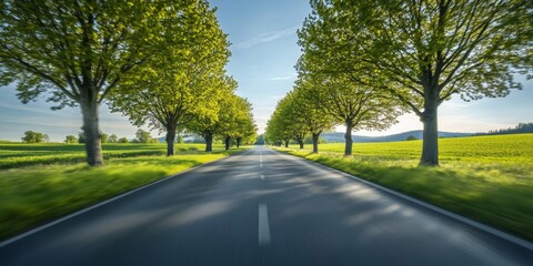 Fototapeta premium Country Road Through Lush Landscape