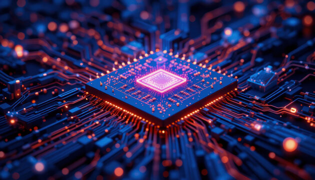 A close up of a computer processor chip, representing quantum computing breakthrough technology.