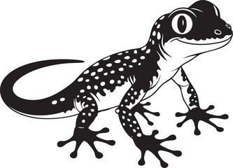 Black and White Gecko Vector Illustration Outline Design