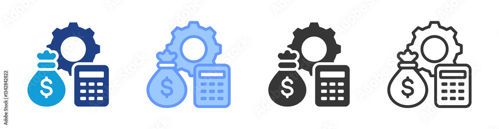 Poster Cost Management icon set multiple style collection