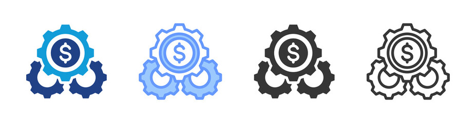 Operating Cost icon set multiple style collection