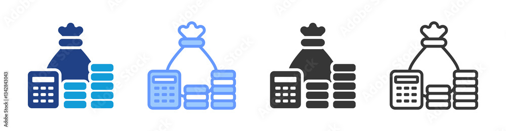 Poster budgeting icon set multiple style collection