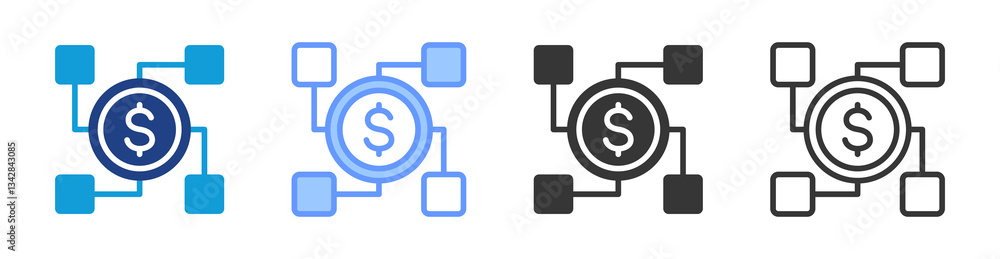 Poster Funding Source icon set multiple style collection