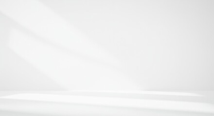 Minimalist White Empty Room with Sunlight Shadows, Ideal for Backgrounds and Abstract Design Projects