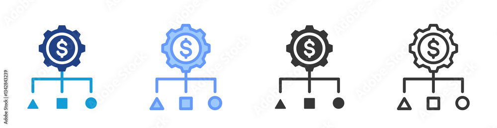 Aufkleber Allocation icon set multiple style collection