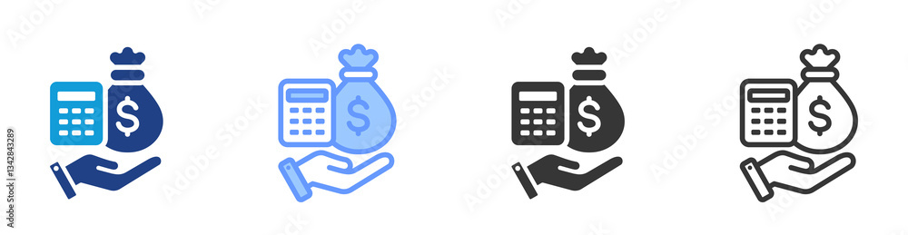 Poster budget icon set multiple style collection