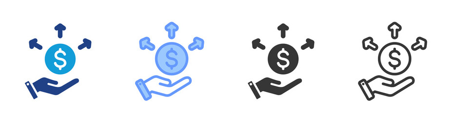 Funding icon set multiple style collection