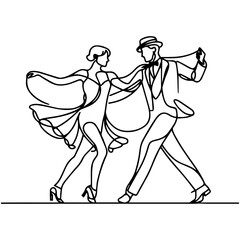 vector illustration of a couple, vector illustration of a dancing couple, Elegant Dancing Line Art