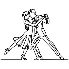 vector illustration of a couple, vector illustration of a dancing couple, Elegant Dancing Line Art