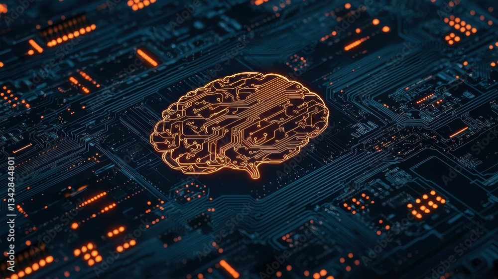 Aufkleber abstract ai brain circuitry design on dark technology background