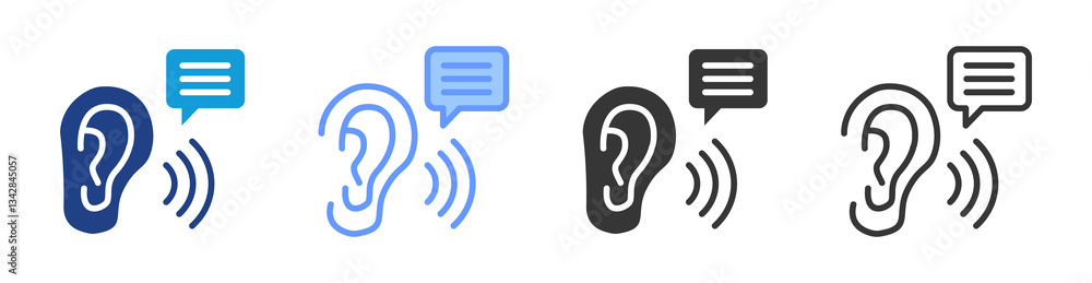 Poster listening icon set multiple style collection