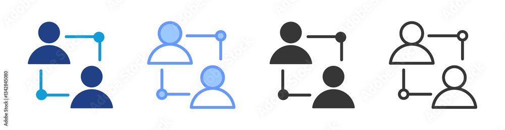 Poster people link icon set multiple style collection