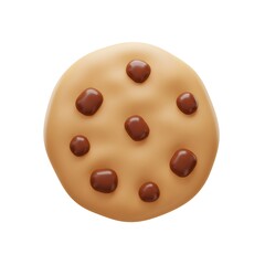 Fototapeta premium A Delicious 3D Rendered Chocolate Chip Cookie Isolated on White Background Sweet Treat Bakery Goodies