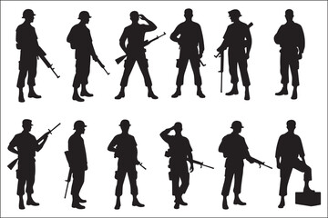 Obraz premium USA Veterans Troops Silhouette Bundle
