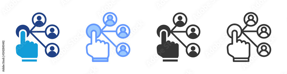 Poster Interaction icon set multiple style collection