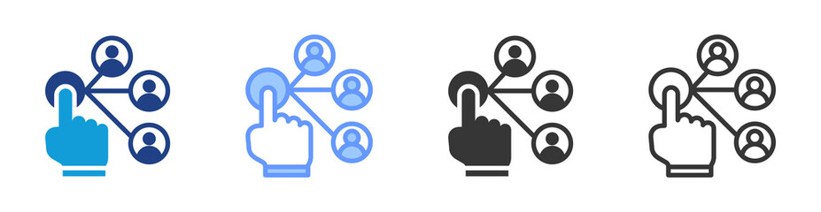 Interaction icon set multiple style collection