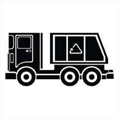 Flat Icon Garbage Truck Waste Collection Vehicle Land Transportation