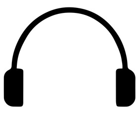 Black Silhouette of Headphones with Headband and Earmuffs, Music, Audio, Sound, Listening to Music with Comfort and Immersion