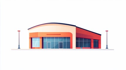 Modern Storefront Vector Illustration with Large Windows and Clean Design