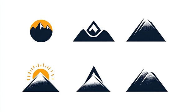 Mountain logo collection, various styles, outdoors, branding elements